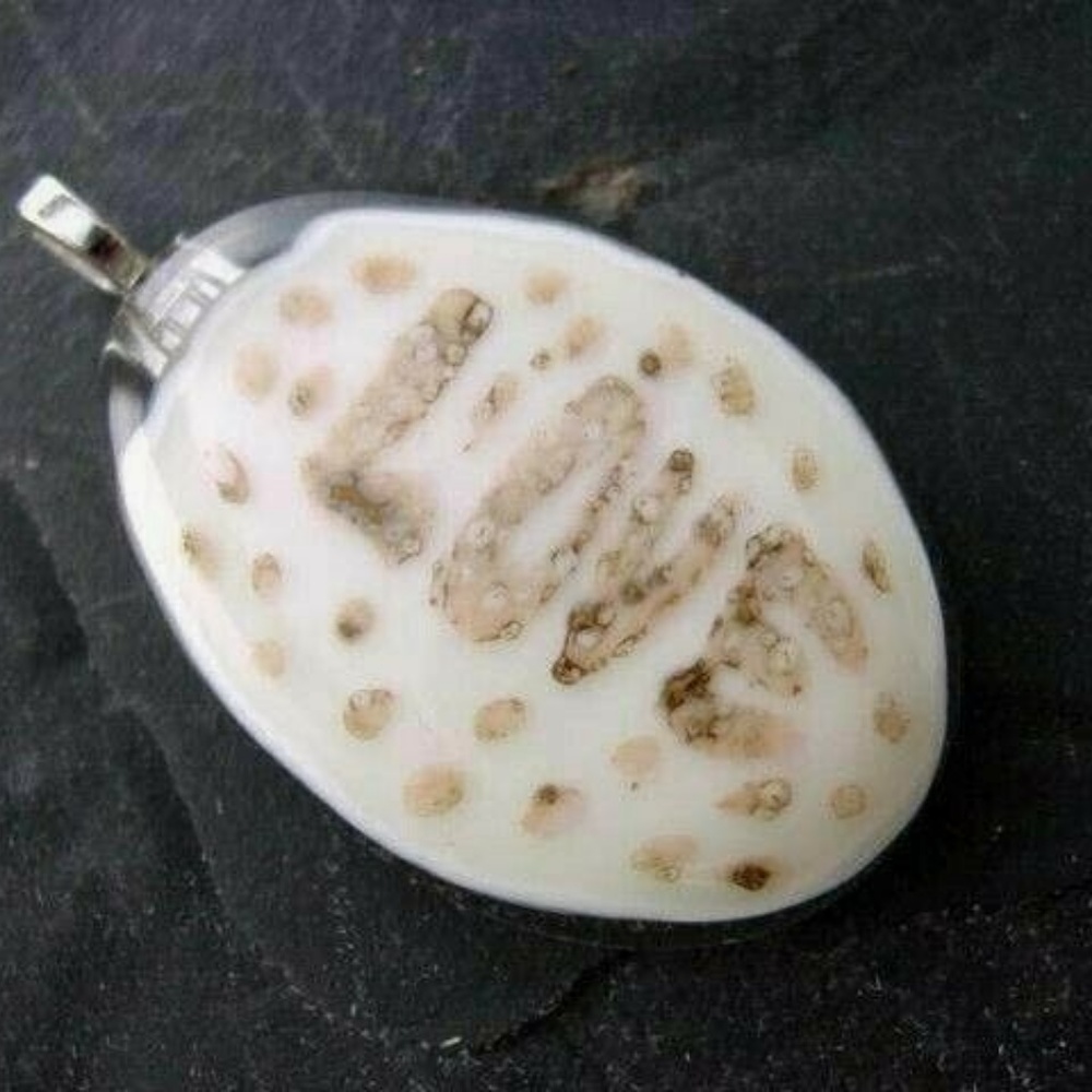 Love Message Gold and Ivory Fused Glass Pendant.